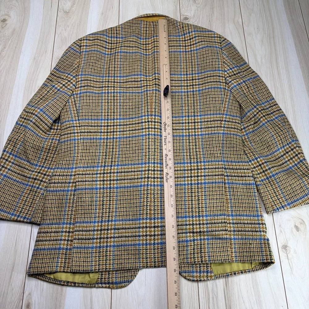 VTG 60s Saks Fifth Avenue British Wool Tweed Prince Of Wales Blazer Mens 40R
